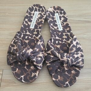Veronica Beard Animal Print Knotted Sandals - Brown and Cream